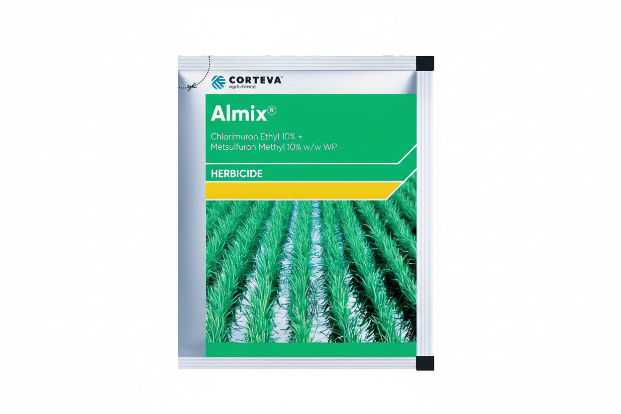Corteva Almix Herbicide with Metsulfuron Methyl and Chlorimuron Ethyl for effective control of broadleaf weeds and sedges in rice fields