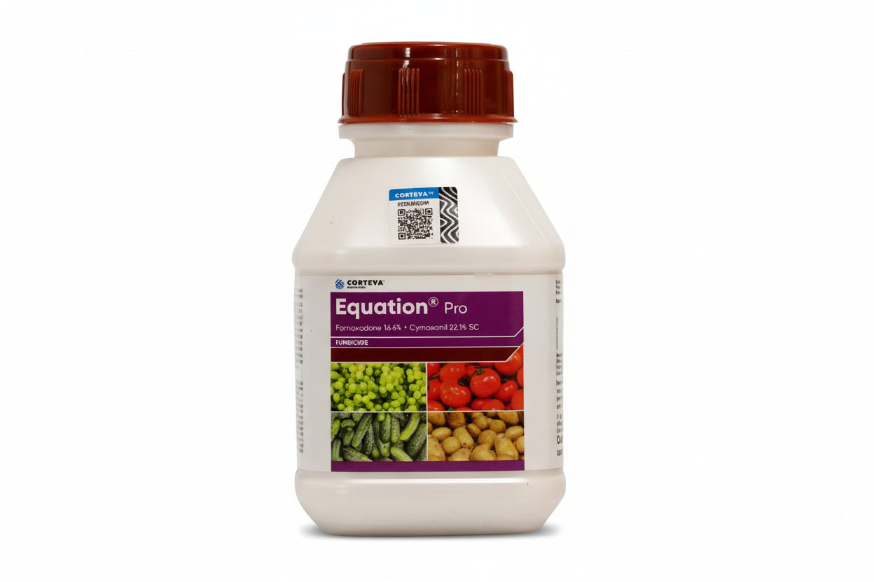 Corteva Equation Pro fungicide with Famoxadone and Cymoxanil for effective control of late blight and downy mildew in potato tomato and grapes crops