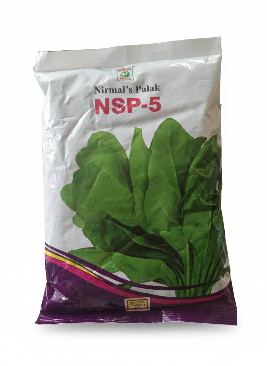 Nirmal NSP-5 palak seeds high yield dark green spinach variety for commercial farming and kitchen gardening India