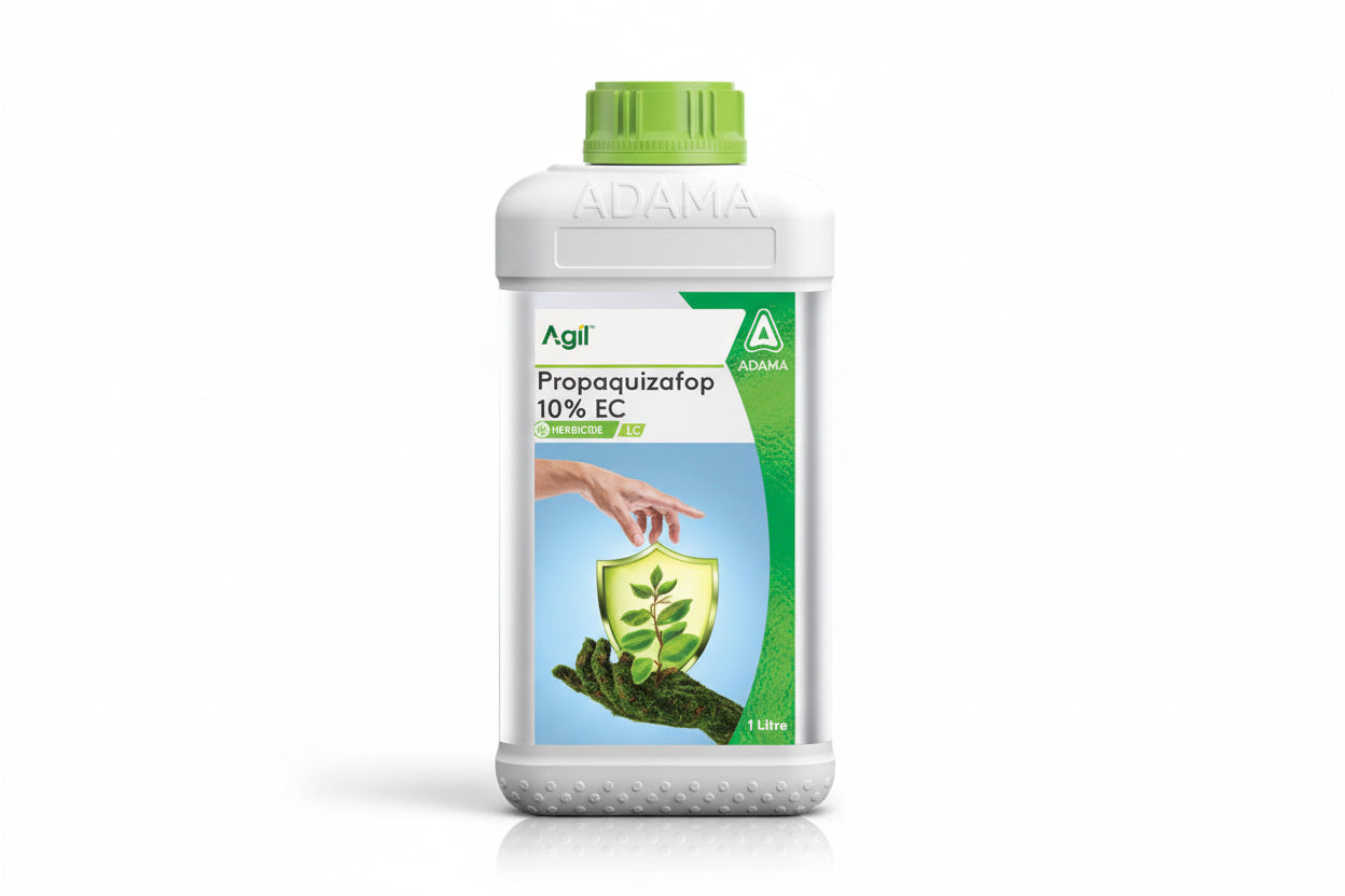 ADAMA Agil Herbicide with Propaquizafop for effective control of grassy weeds in crops like soybean and cotton with selective post emergence action