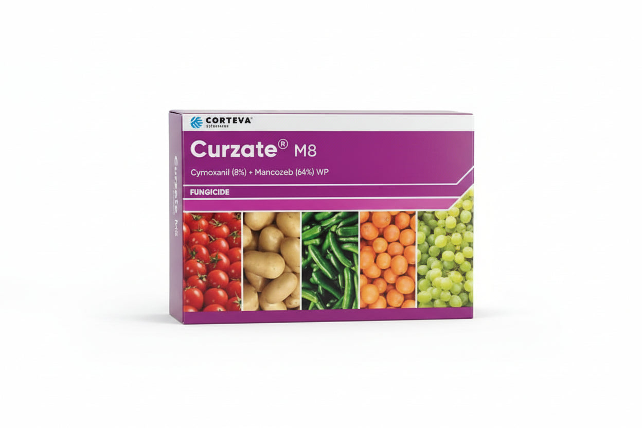 Bayer Curzate M8 fungicide containing Cymoxanil and Mancozeb used for effective control of blight and fungal diseases in crops