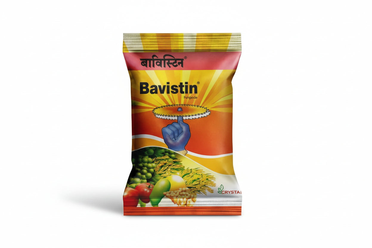Crystal Bavistin Fungicide with Carbendazim for effective control of root rot, wilt and fungal diseases in vegetable and fruit crops with systemic action