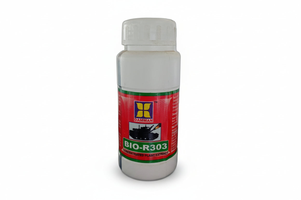 Damman Bio-R303 Botanical Extract Biostimulant for improving plant growth, nutrient absorption, and crop productivity.
