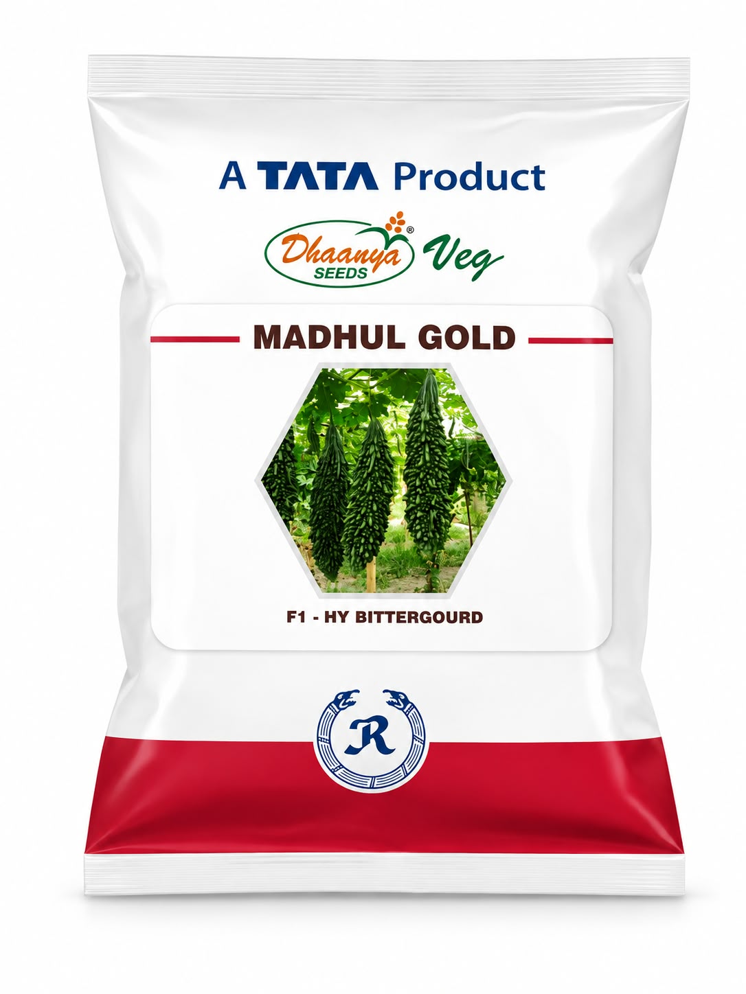 Madhul Gold F1 Hybrid Bittergourd Seeds packet by Dhaanya Veg Seeds