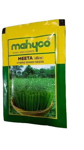 Mahyco Meeta F1 hybrid bhindi seeds high yield early dark green tender okra ladyfinger seeds for farming and home gardening
