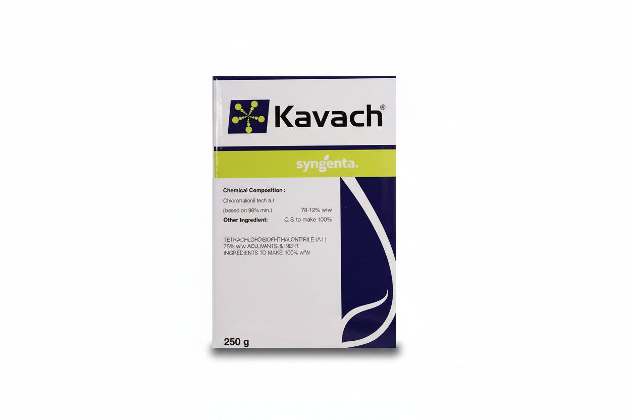 Syngenta Kavach Fungicide with Chlorothalonil for effective control of leaf spot, blight and rust diseases in vegetable and fruit crops with protective contact action