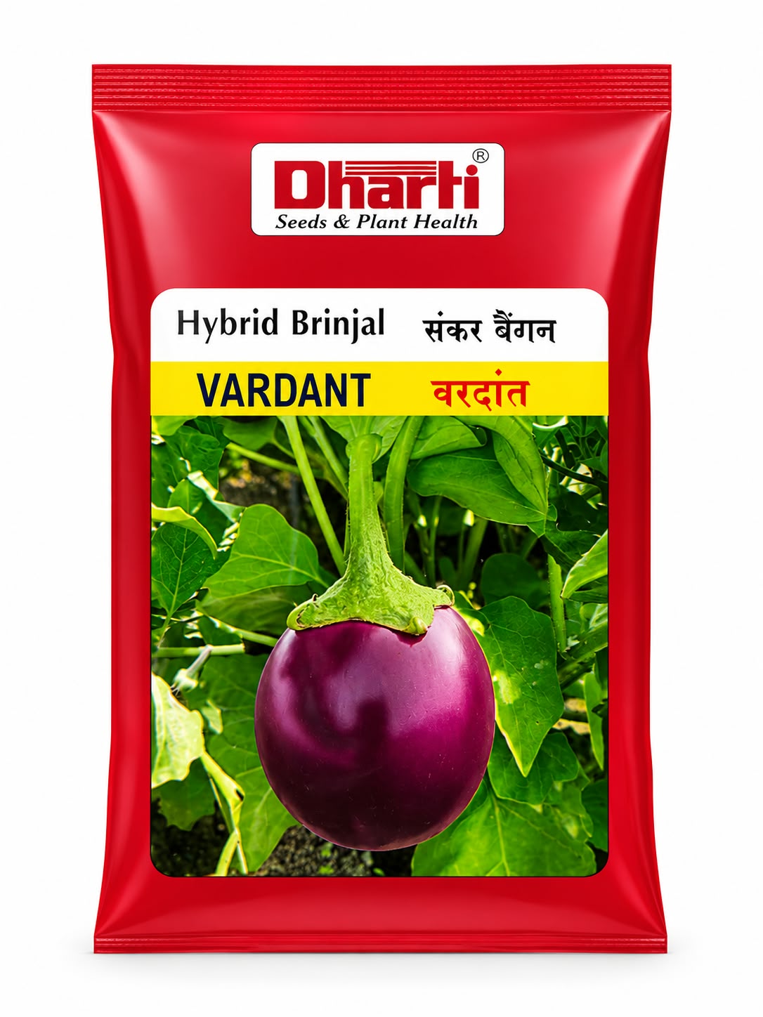 Vardant Hybrid Brinjal Seeds packet by Dharti Seeds & Plant Health